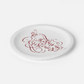 Festive Merry-kerstrode-tekentypografie Papieren Bordje (Gekanteld)