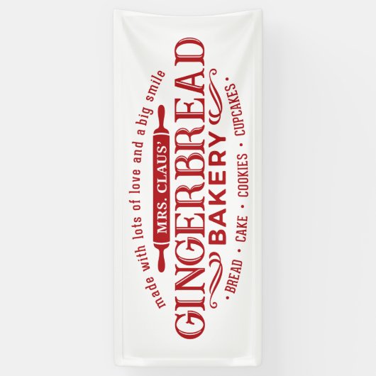 Festive mevrouw Claus Gingerbrood Bakery business Spandoek (Verticaal)