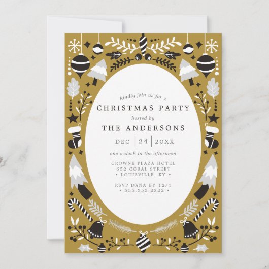 Festive Modern Black Gold Holiday Kerstfeest Kaart (Voorkant)