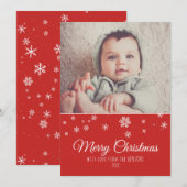 Festive Modern Merry kerstfoto Kaart (Voorkant / Achterkant)