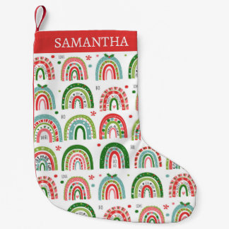 Festive Modern Rainbow Pattern Personalised Kleine Kerstsok