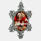 Festive moderne Joyeux Noël Ornement photo (Gauche)