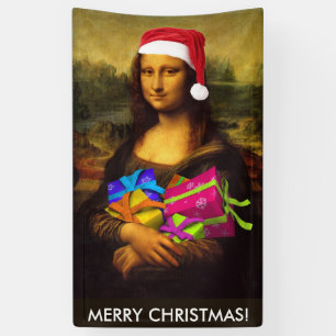 Festive Mona Lisa Santa Claus Spandoek