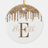 Festive Monogram Gold Glitter Drip Keramisch Ornament (Voorkant)