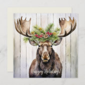 Festive Moose Kerstmis Feestdagenkaart (Voorkant / Achterkant)