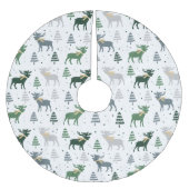 Festive Moose, Trees en Sneeuwkerstpatroon Kerstboom Rok (Voorkant)