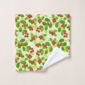 Festive Motif de fruits de canneberge, vert (Gant de toilette)
