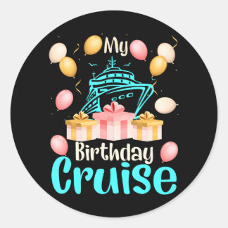 Festive My Birthday Cruise Ship Party Cruising Ronde Sticker