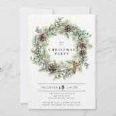 Festive Natural Wreath Fête Invitation (Devant)