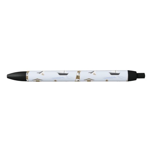 Festive Nautical Print Zwarte Inkt Pen (Voorkant)