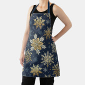 Festive Navy Blue & Gold Snowflake Pattern  Schort (Insitu)