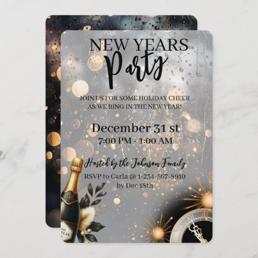 Festive New Year's Party Invitation (Devant / Derrière)