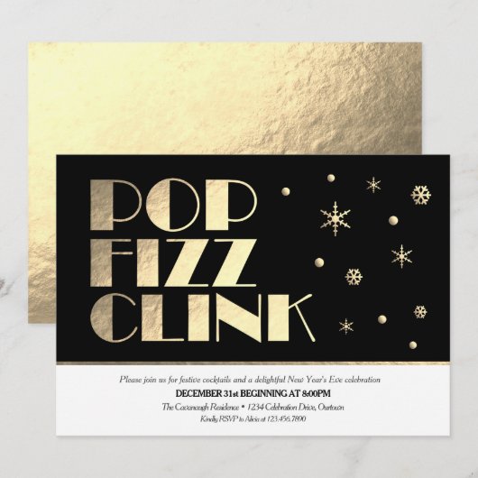 Festive Nieuwjaarsfeest Kaart (Voorkant / Achterkant)