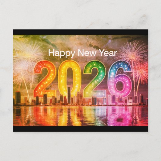 Festive nieuwjaarsprogramma briefkaart (Voorkant)