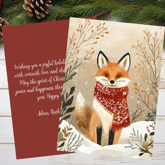 Festive Noël Carte de voeux Noël Renard de Noël