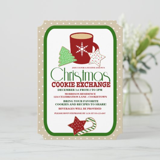 Festive Noël Cookie Exchange Party Invitation (Debout devant)