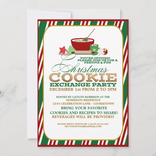 Festive Noël Cookie Exchange Party Invitation (Devant)