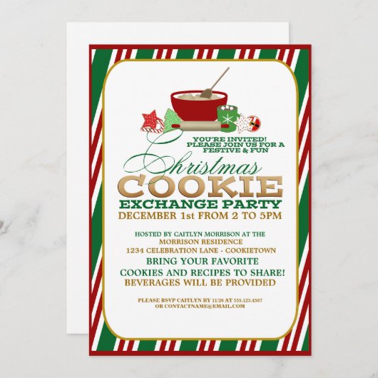 Festive Noël Cookie Exchange Party Invitation (Devant / Derrière)