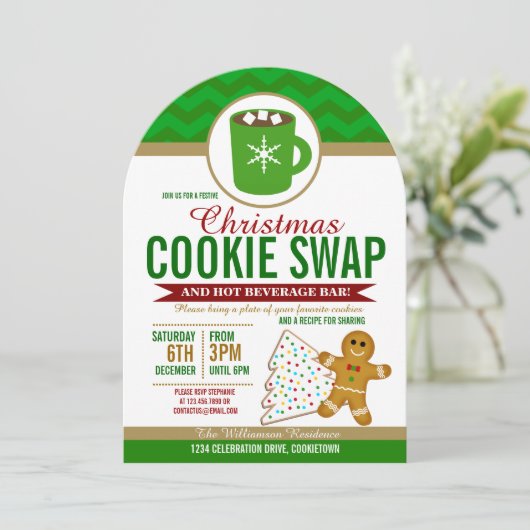 Festive Noël Cookie Swap Party Invitation (Debout devant)