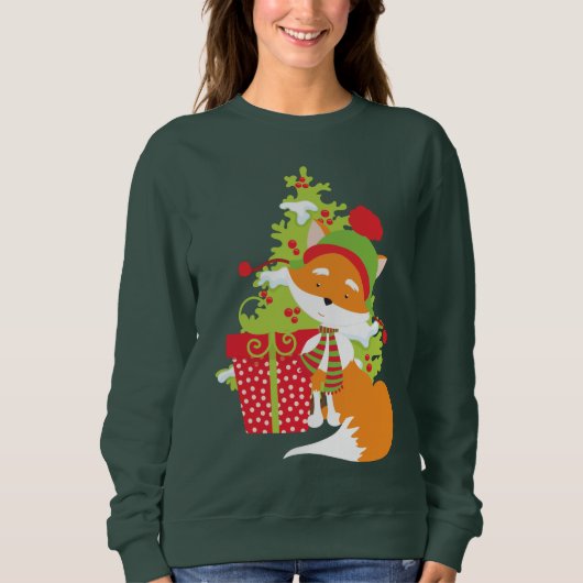 Festive Noël Fêtes fox femmes sweatshirt (Devant)