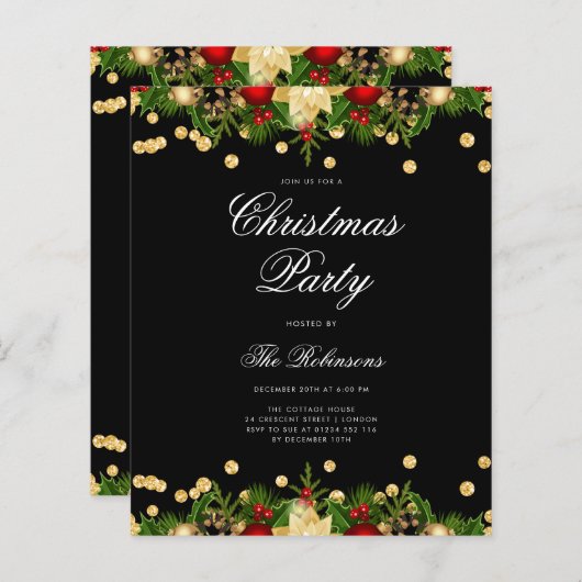 Festive Noël Invitation de vacances avec programme (Devant / Derrière)