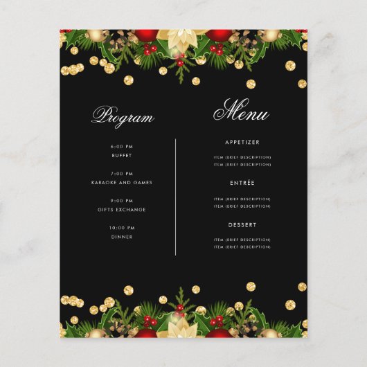 Festive Noël Invitation de vacances avec programme (Dos)