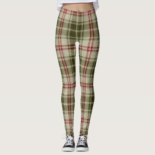 Festive Noël leggings verts et rouges (Devant)