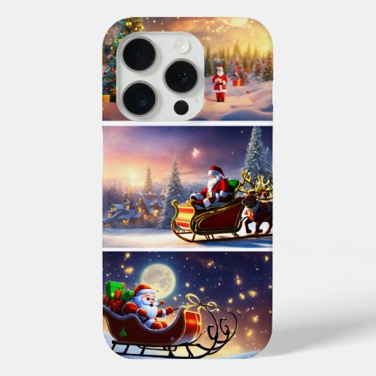 Festive Noël Père Noël iPhone 15 Pro Coque (Verso)
