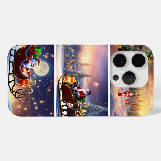 Festive Noël Père Noël iPhone 15 Pro Coque (Verso (horizontal))