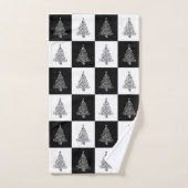 Festive Noir Blanc Arbres de Noël Motif (Serviette à main)