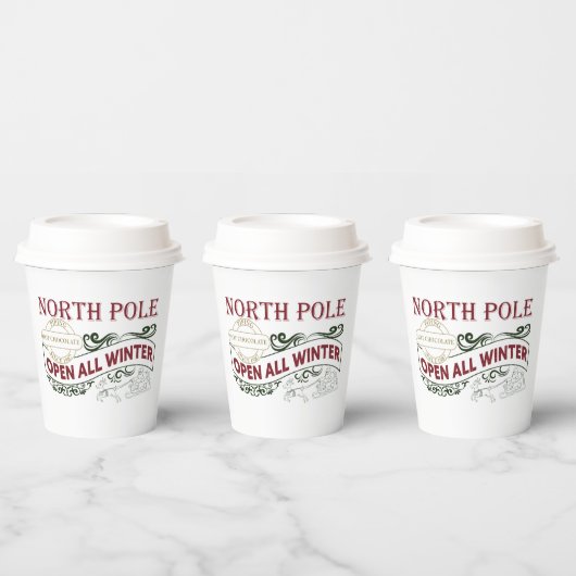 Festive North Pole hot chocola kerst Papieren Bekers (Multi)