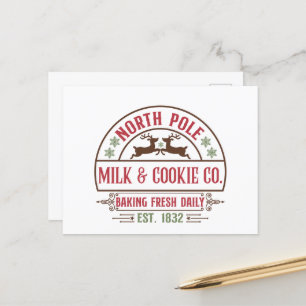 Festive North Pole Milk Cookie Company Briefkaart