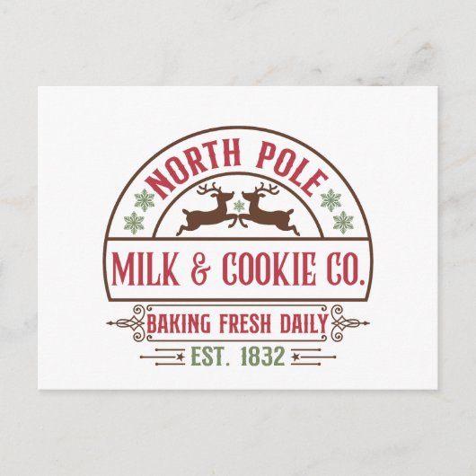 Festive North Pole Milk Cookie Company Briefkaart (Voorkant)