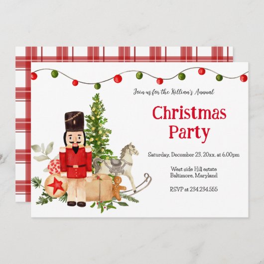 Festive Nutcracker Holiday Christmas Party Kaart (Voorkant / Achterkant)