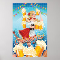 Festive Oktoberfest in rood met bier