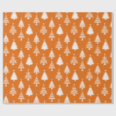 Festive Orange and White Christmas Tree Pattern Cadeaupapier (Vlak)