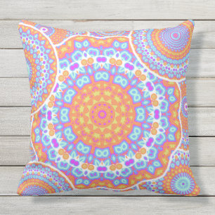 Festive Oranje roze Mandala Design Buitenkussen