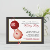 Festive Ornaments Holiday Party Invitation (zwart) Kaart (Staand voorkant)