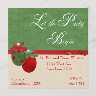 Festive Ornaments kerstparty Invitation Kaart