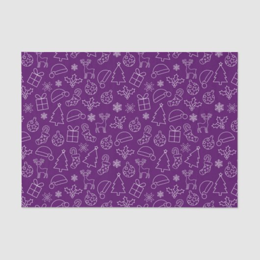 Festive Paars and White Winter Kerstpatroon Tissuepapier (Voorkant)