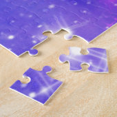 Festive Paarse Snowflake Stars kerstfeest Legpuzzel (Zijkant)