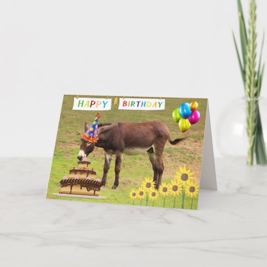 Festive Party Donkey Funny Birthday Kaart (Voorkant)