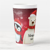 Festive PENGUIN & BEAR MERRY CHRISTMAS Latte Mug  Latte Mok (Voorkant)