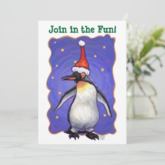 Festive Penguin-hoofden en kerstmis Kaart (Staand voorkant)