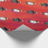Festive Penguin in a Santa Hat Pattern Cadeaupapier (Hoek)