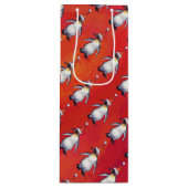 Festive Penguin in a Santa Hat Pattern Wijn Cadeautas (Voorkant)