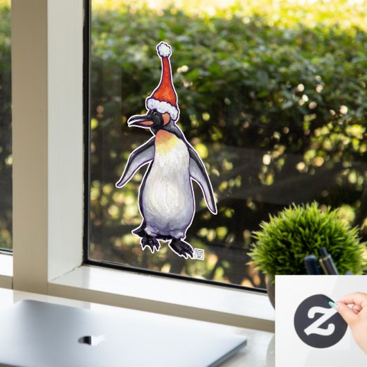 Festive Penguin-kerstvensterkoeling Raamsticker (Kantoor)