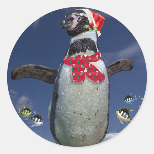 Festive Penguin Sticker (Voorkant)