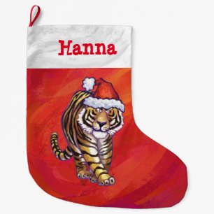 Festive Personalized Tiger Kerstmis Grote Kerstsok
