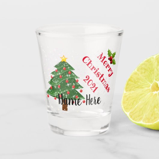 Festive Persoonlijke naam kerstgeblazen glas (Voorkant)